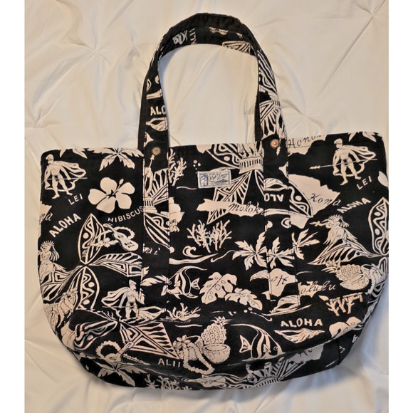 Polo Ralph Lauren Tote Bag Canvas Hawaiian Limited Ed Reversible VHTF Floral - Picture 16 of 16
